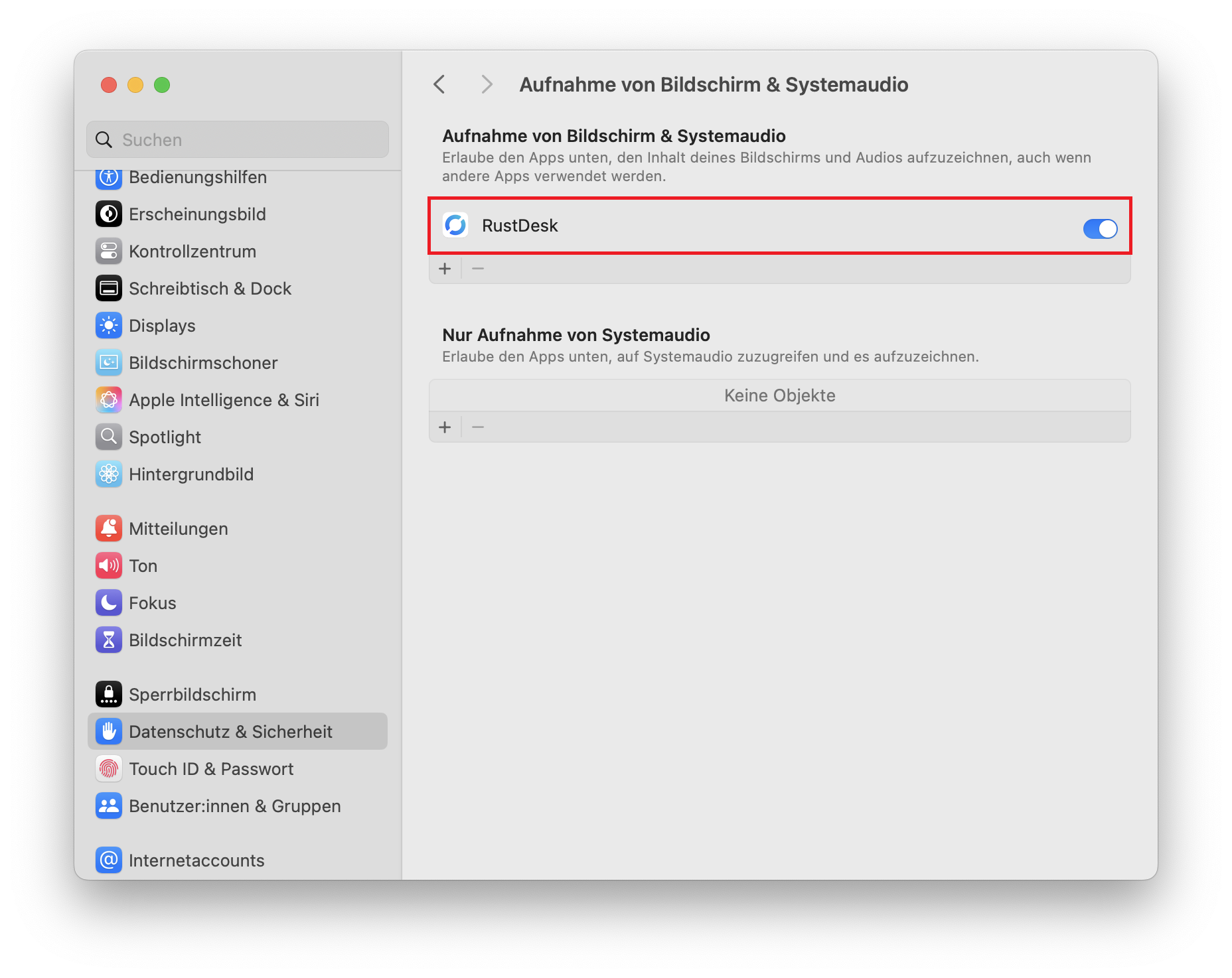 RustDesk-Systemeinstellungen Schritt 2