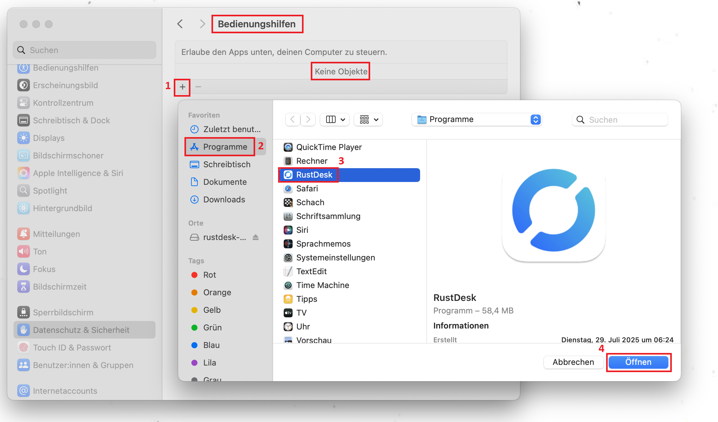 RustDesk-Systemeinstellungen Schritt 3